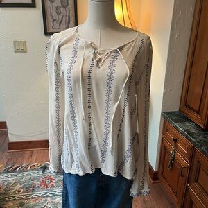 Blue and white gauzy shirt